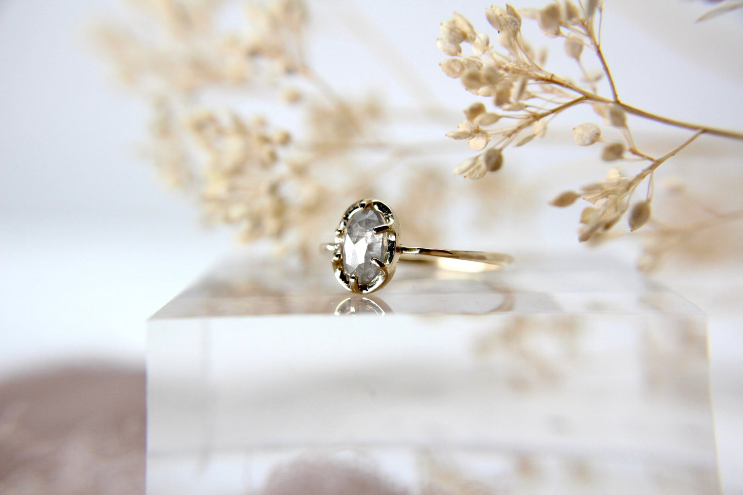 Salt and Pepper Diamond "Mist" Ring