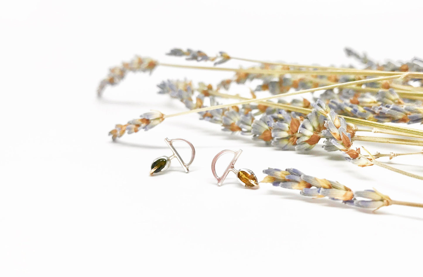 Mis-Match "Shea" Studs with Forest and Amber Tourmailnes