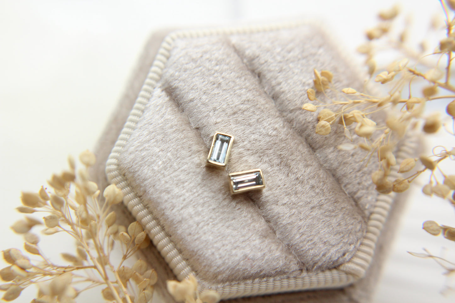 Sapphire "Amelia" Baguette Studs