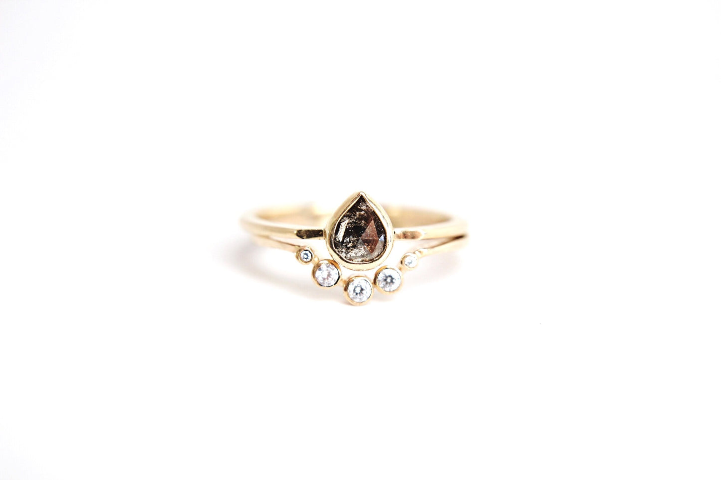 "Aubrey" Crescent Ring - Brown Diamond