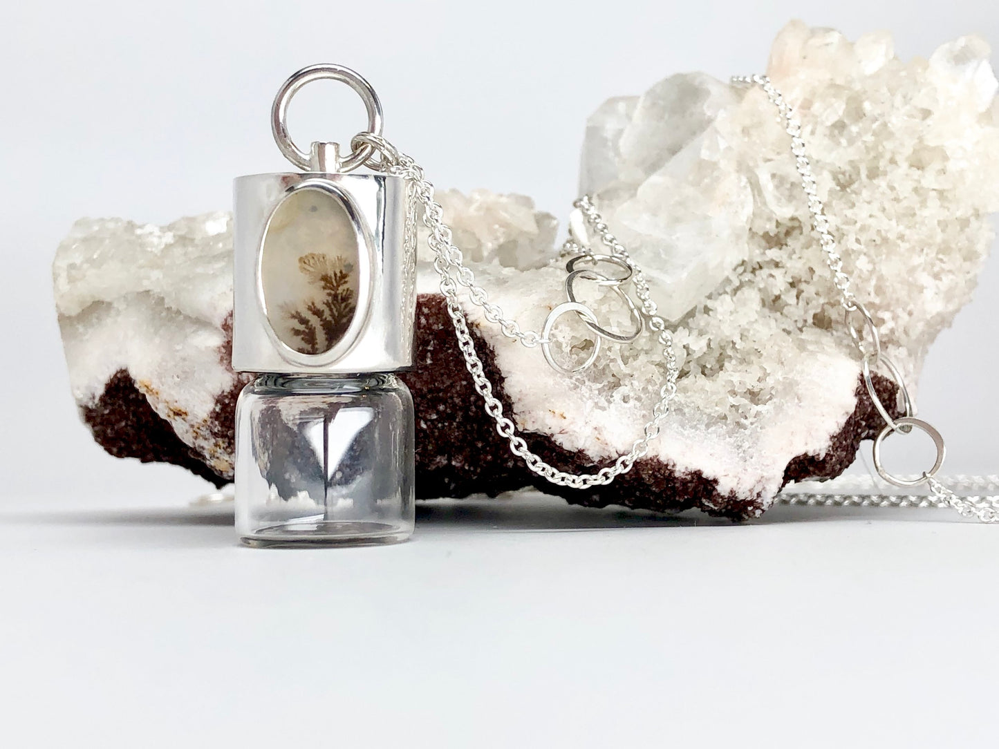 Essential Oil Rollerball Necklace with Dendritic Agate