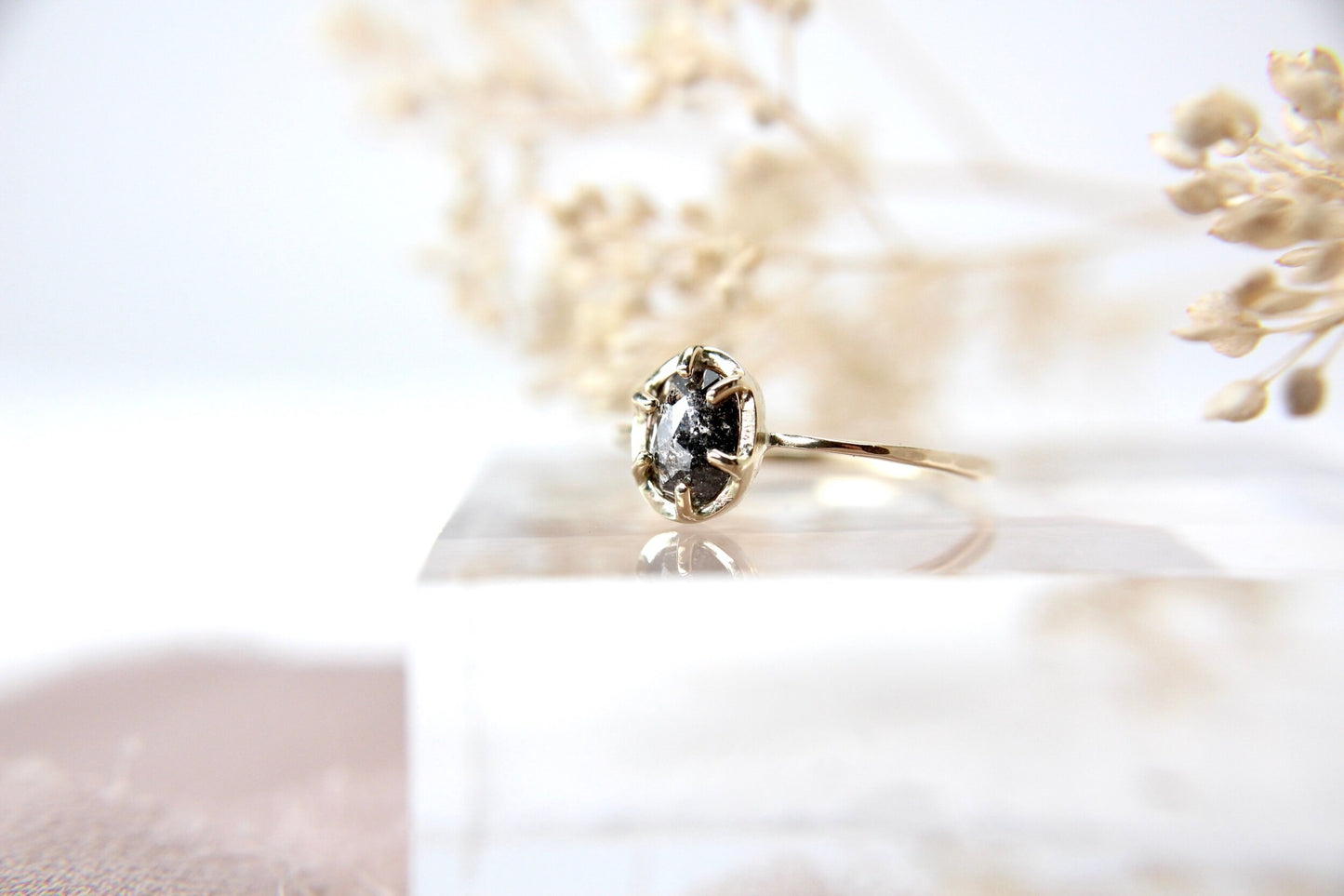 Salt and Pepper Diamond "Pandora" Ring