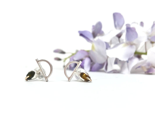 Mis-Match "Shea" Studs with Forest and Amber Tourmailnes