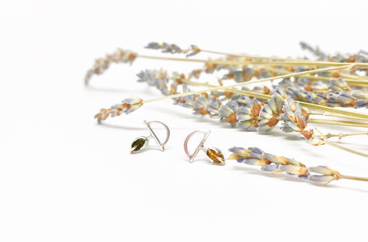 Mis-Match "Shea" Studs with Forest and Amber Tourmailnes