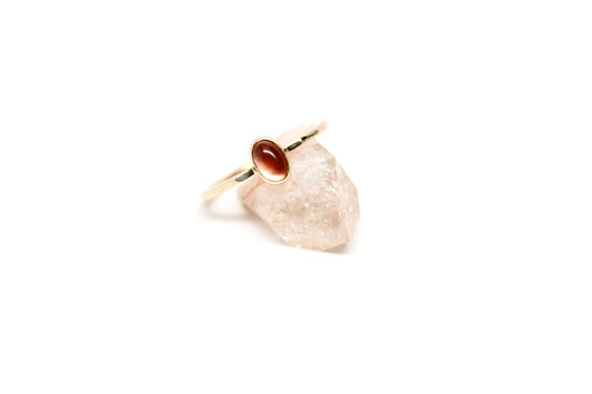 "Aubrey" Crescent Ring - Peach Sunstone