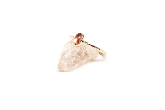 "Aubrey" Crescent Ring - Peach Sunstone