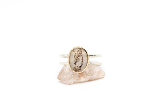 Mixed Gold “Zali” Ring - Dendritic Agate