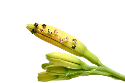 Silver "Lexi" Mis-Match Studs with Green and Pink Tourmalines