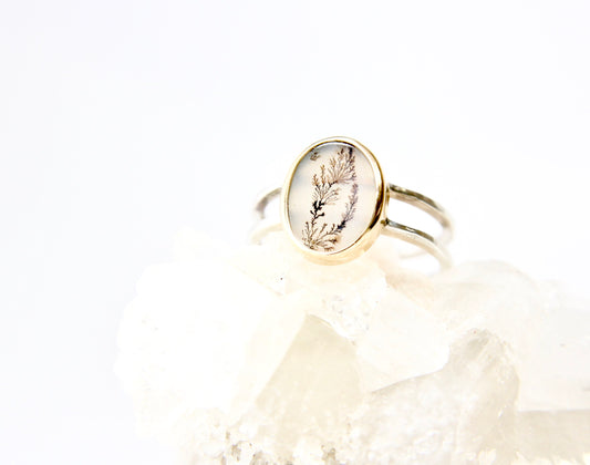 Mixed Gold “Zali” Ring - Dendritic Agate